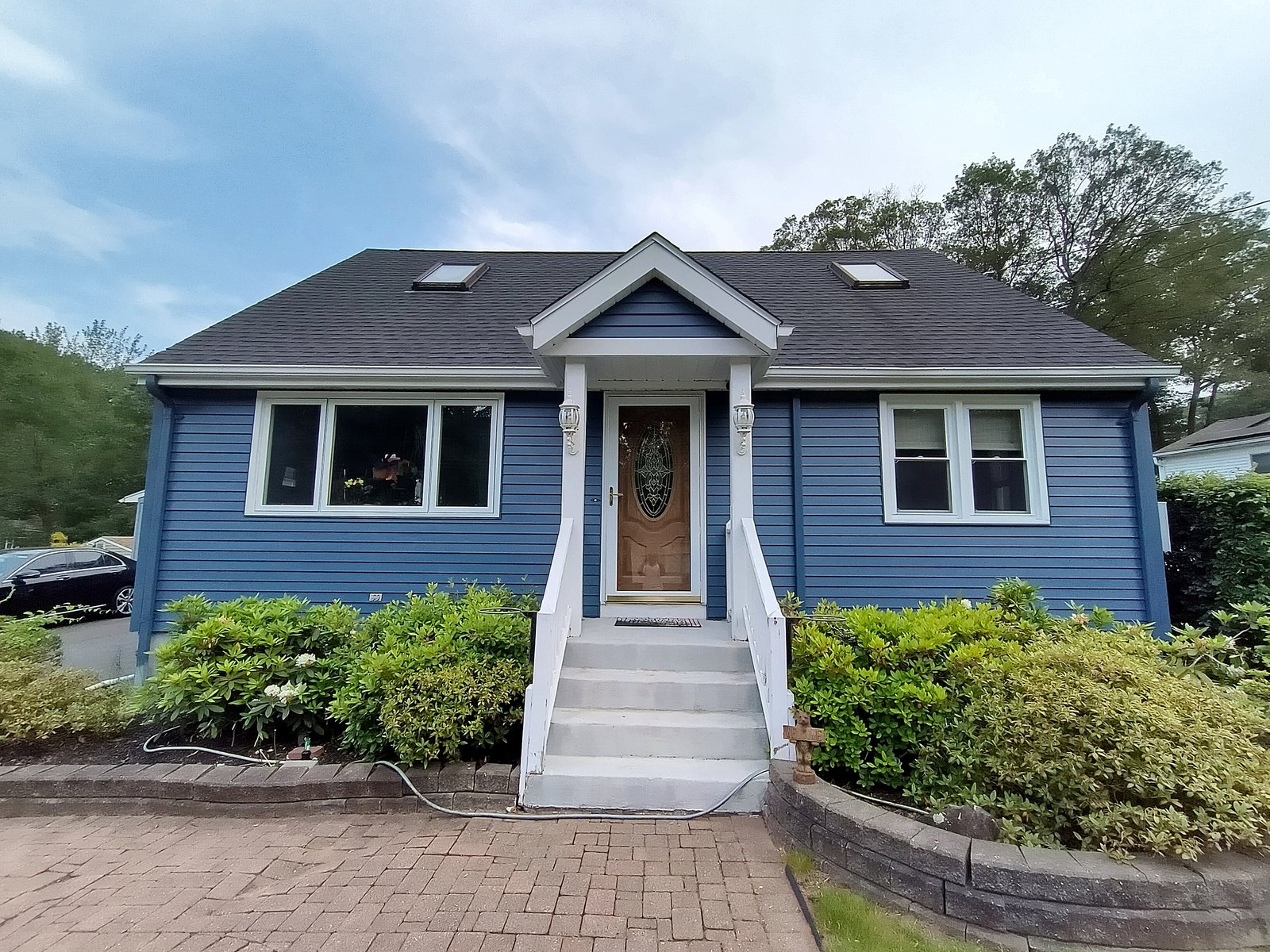 Exterior House Blue Siding White Trim 3 — Frank Leonard Painting LLC