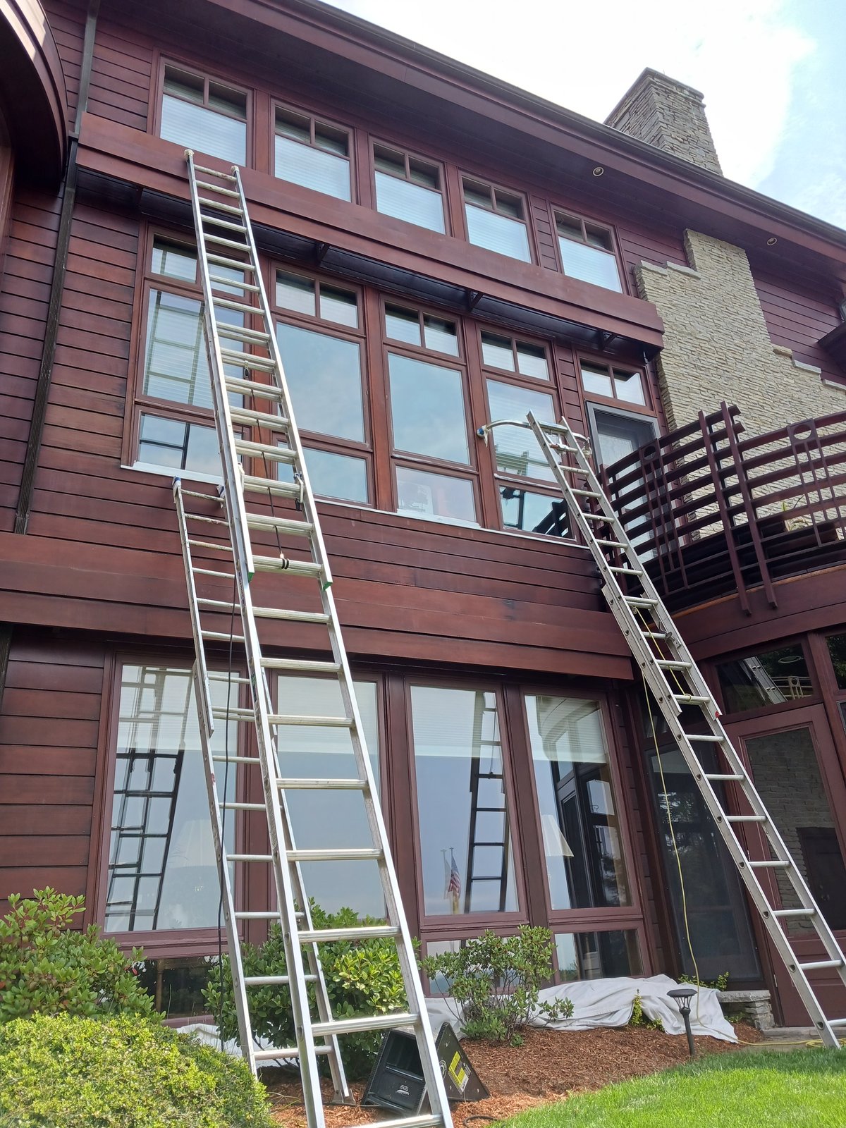Exterior House Dark Brown Wood Siding Windows — Frank Leonard Painting LLC