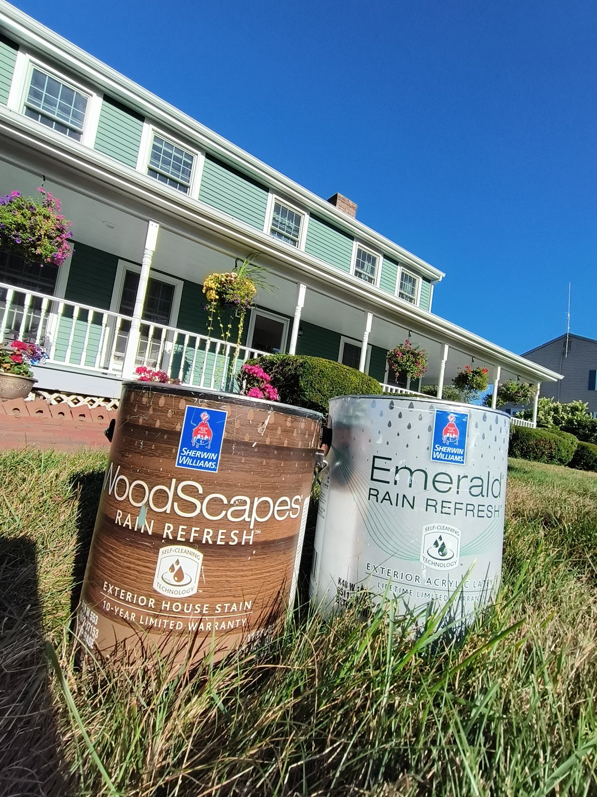 Exterior House Paint Stain Cans — Frank Leonard Painting LLC