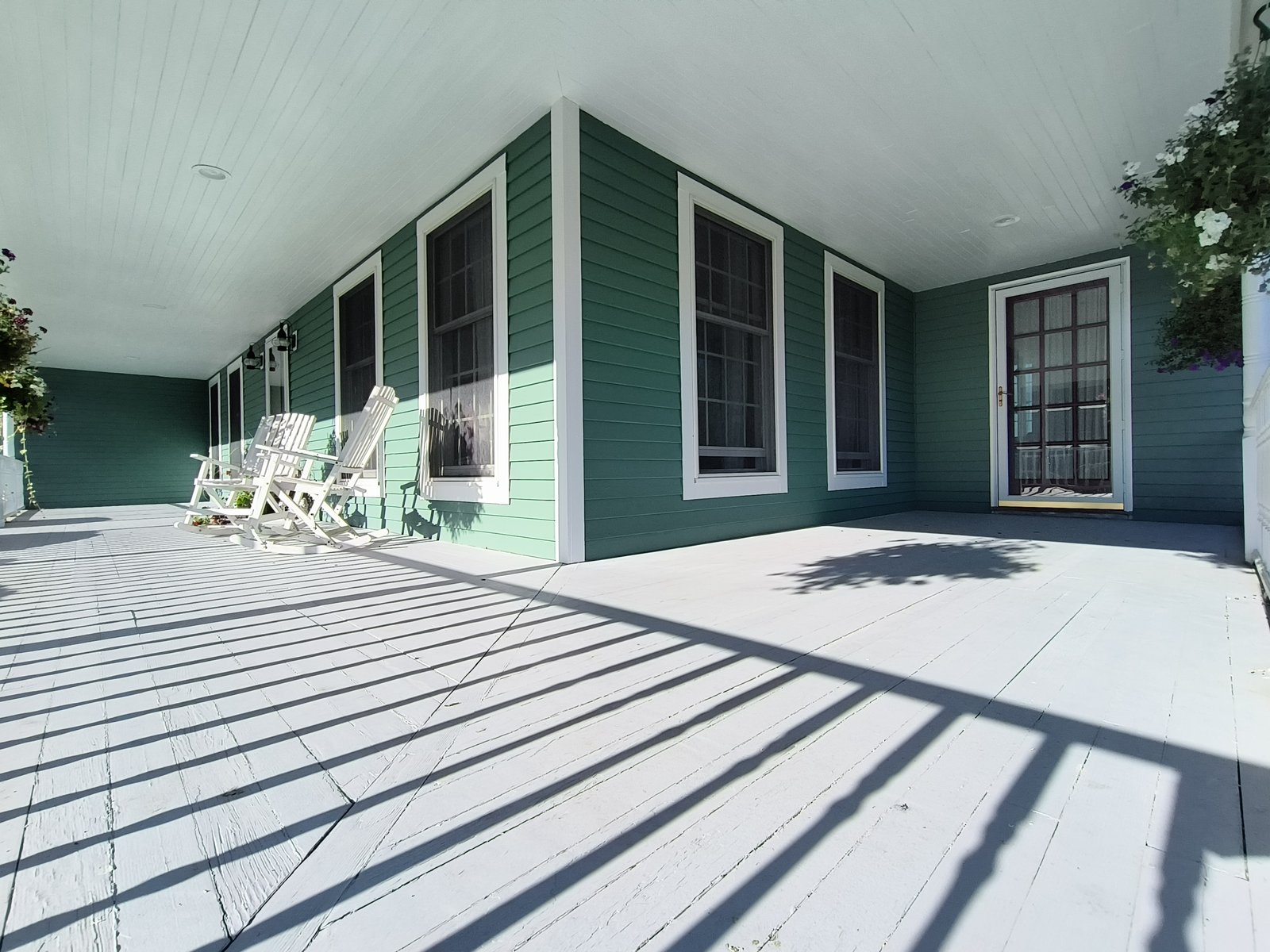 Exterior Porch Green Siding White Trim Floor — Frank Leonard Painting LLC