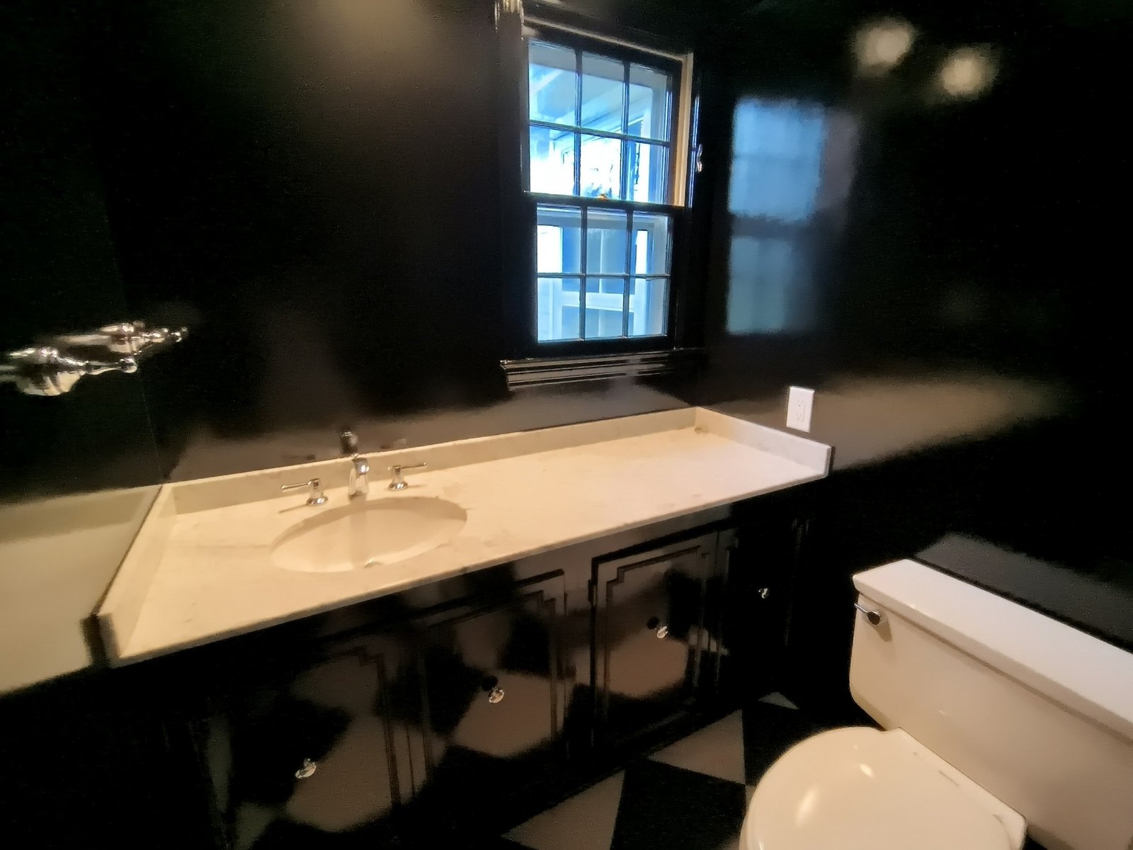 Interior Bathroom Black Walls Vanity — Frank Leonard Painting LLC