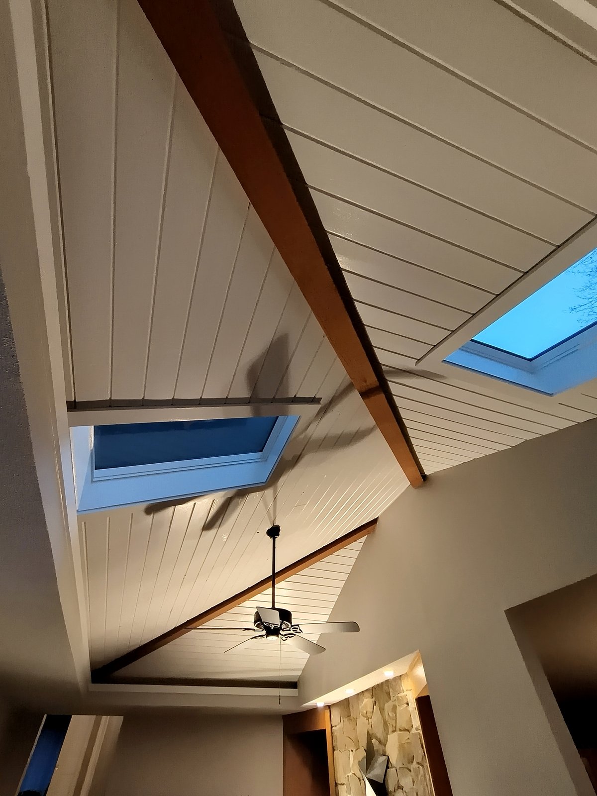Interior Ceiling White Paint Skylights Beams — Frank Leonard Painting LLC