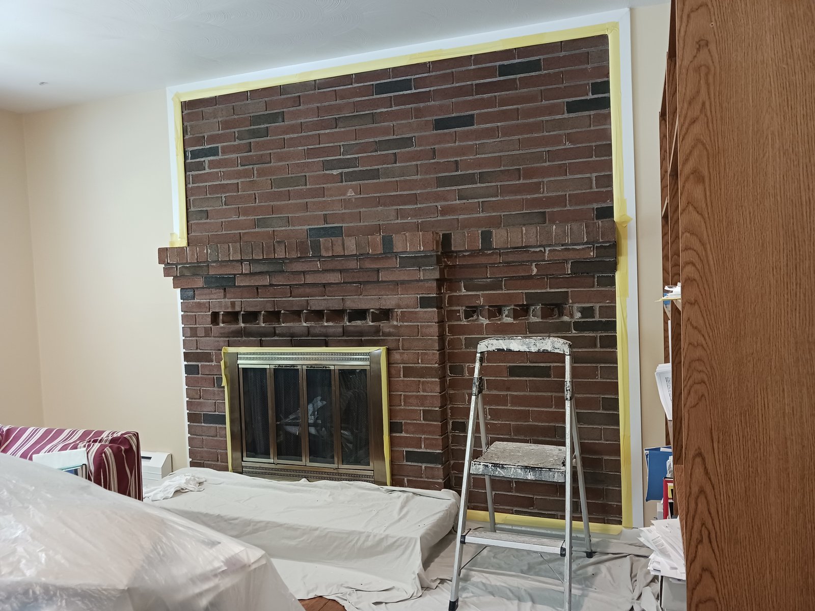 Interior Fireplace Brick Light Walls Painting — Frank Leonard Painting LLC