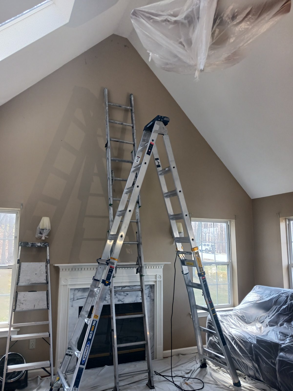 Interior Living Room Vaulted Ceiling Tan Walls White Ceiling — Frank Leonard Painting LLC