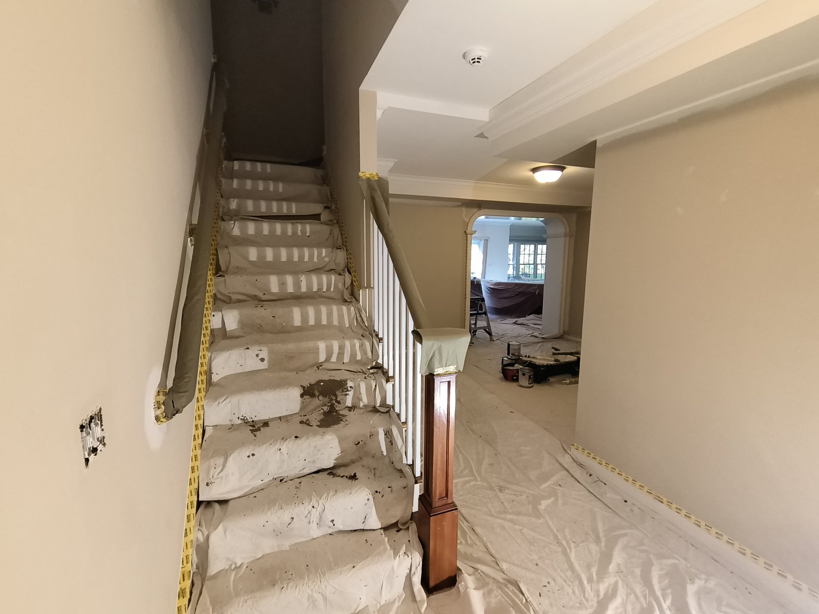 Interior Staircase Hallway Painting In Progress 2 — Frank Leonard Painting LLC