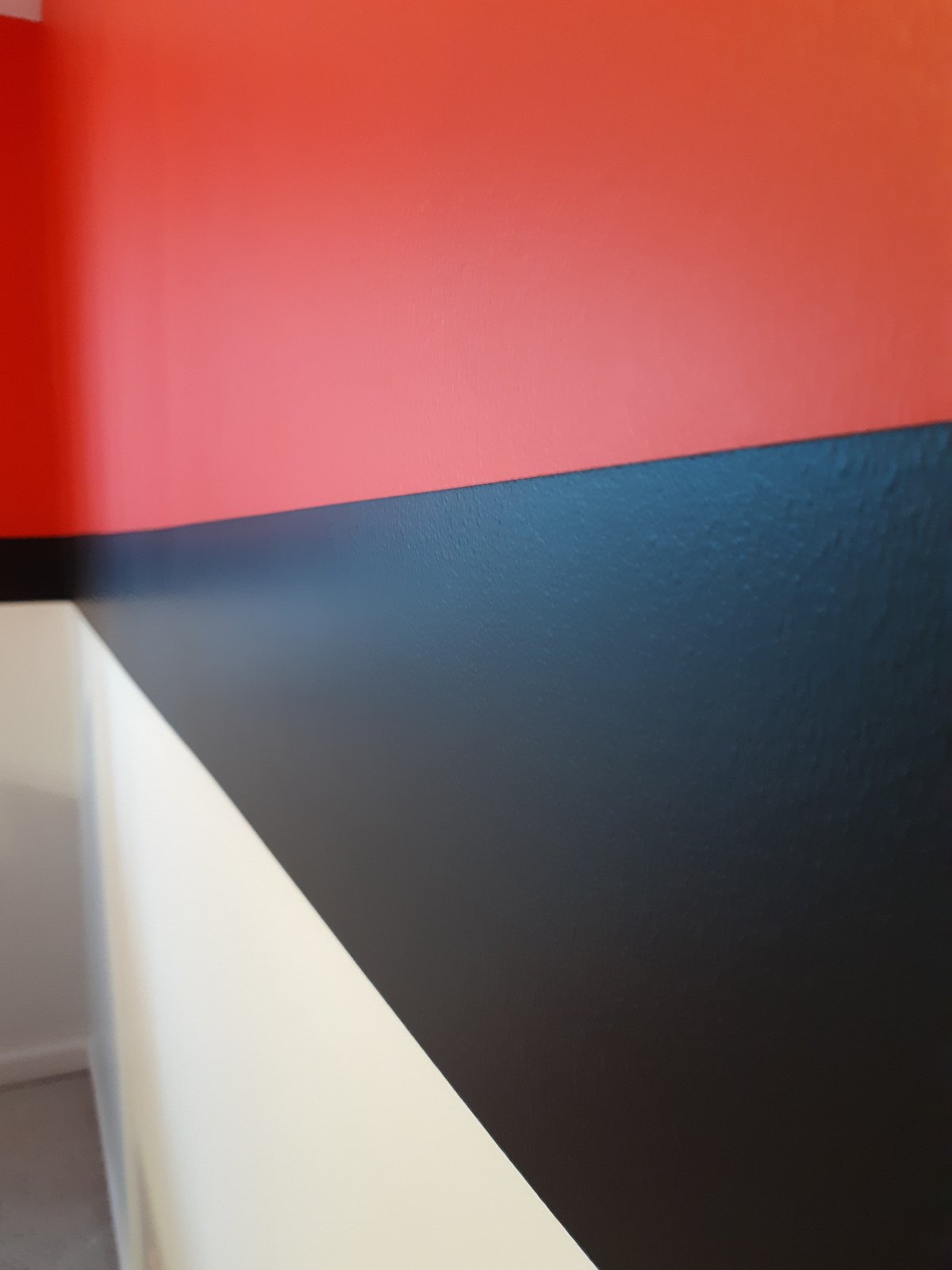 Interior Wall Geometric Design Red Black Cream — Frank Leonard Painting LLC