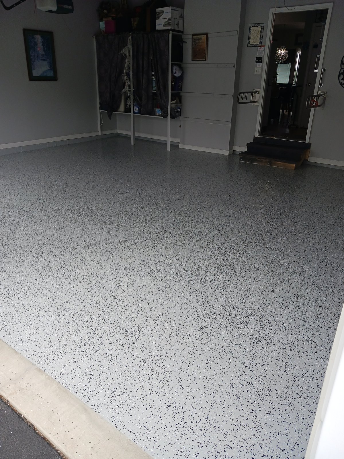 Miscellaneous Garage Epoxy Floor Light Gray Flakes — Frank Leonard Painting LLC