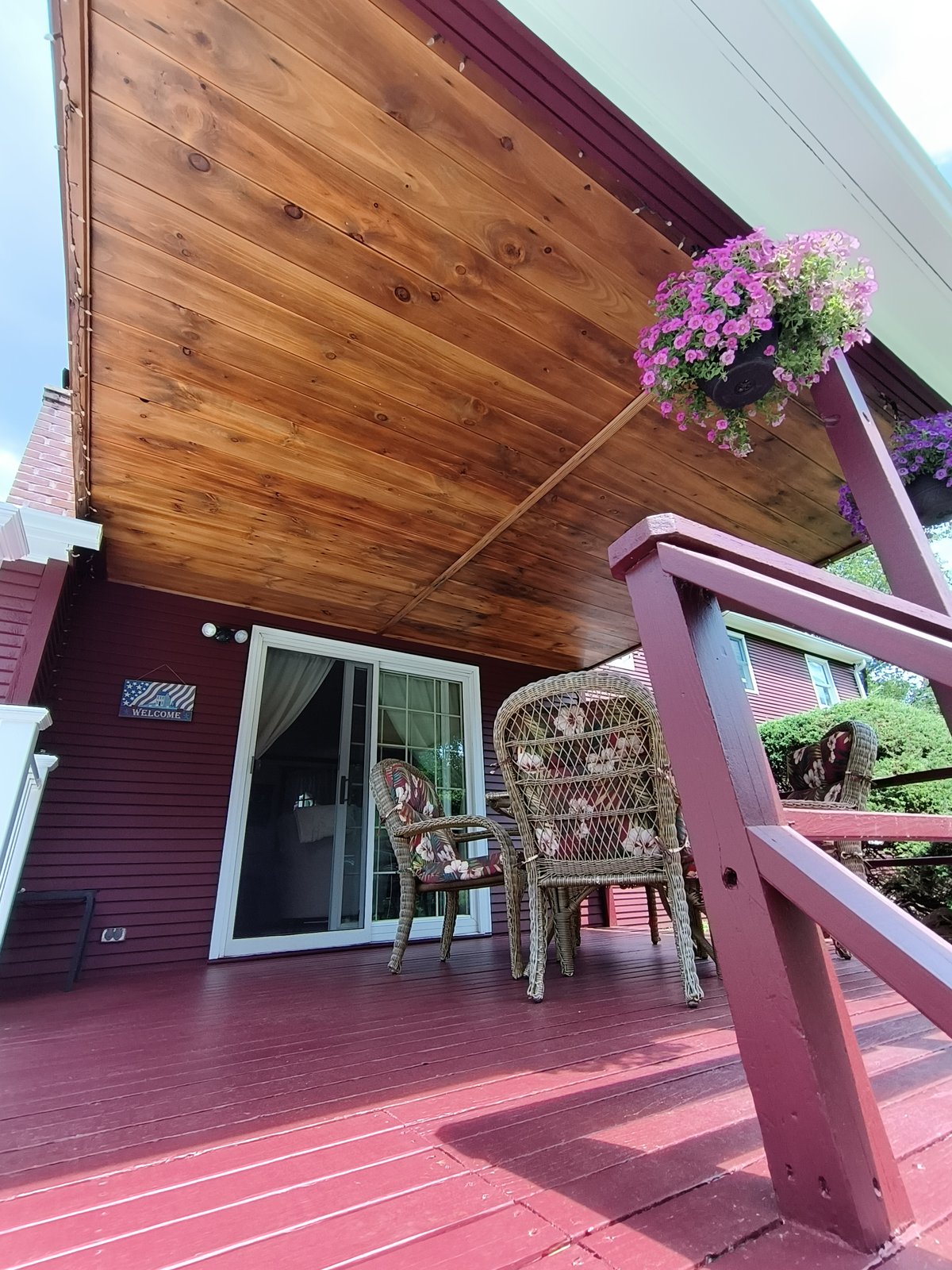 Exterior Porch Ceiling Wood Stain 3 — Frank Leonard Painting LLC