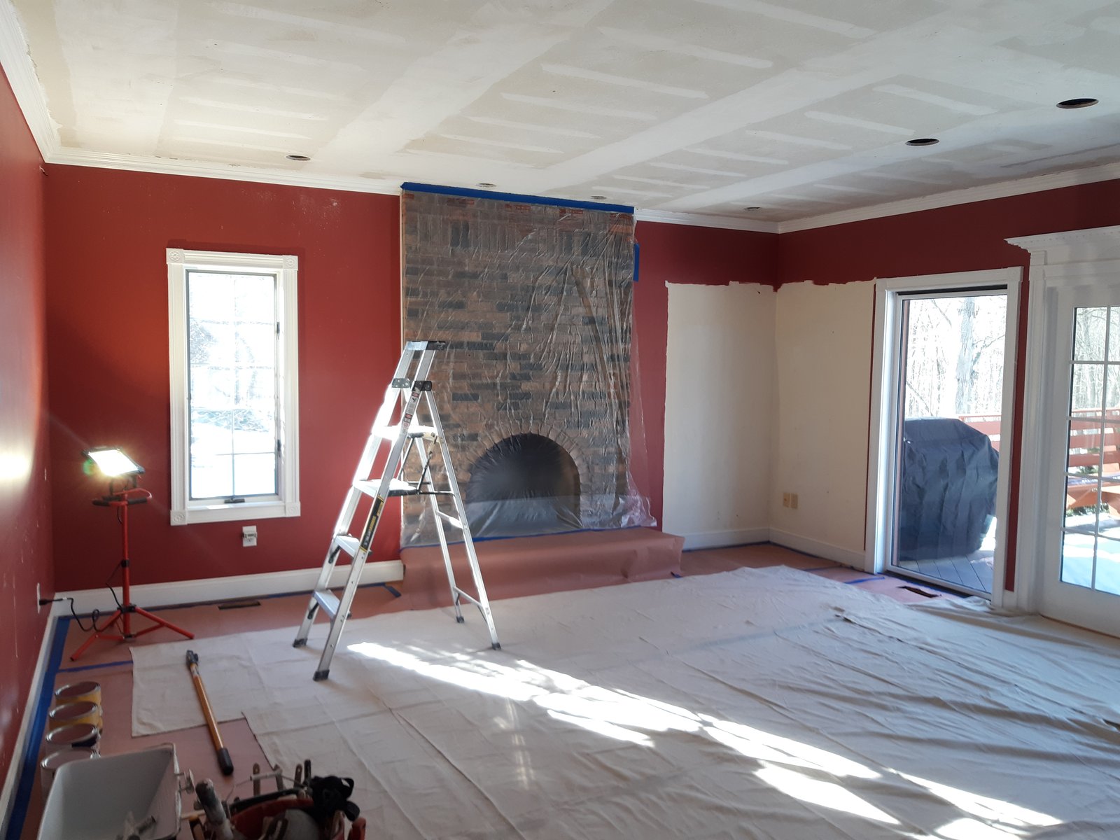 Surface Prep Repairs Interior Walls Ceiling Fireplace — Frank Leonard Painting LLC