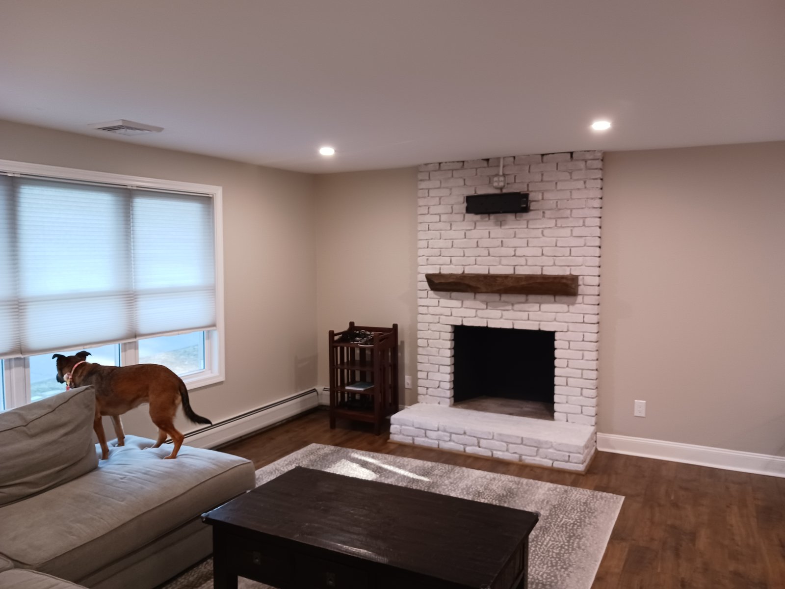 Whitewashed Brick Fireplace Living Room — Frank Leonard Painting LLC
